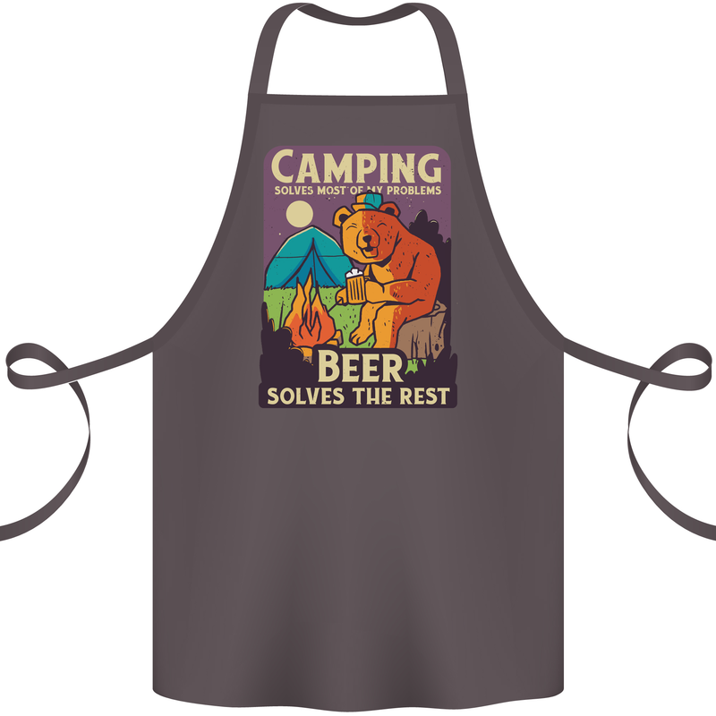Camping Solves Most of My Problems Funny Cotton Apron 100% Organic Dark Grey