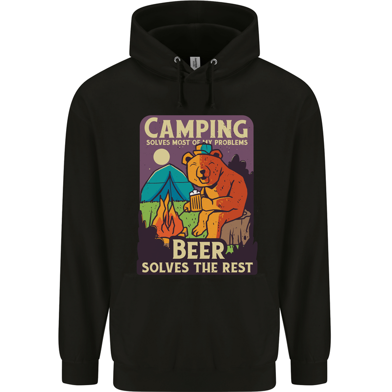 Camping Solves Most of My Problems Funny Mens 80% Cotton Hoodie Black