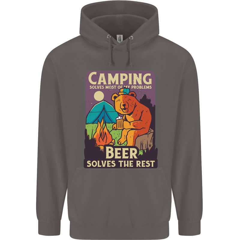 Camping Solves Most of My Problems Funny Mens 80% Cotton Hoodie Charcoal