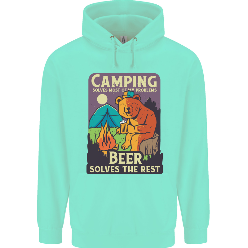 Camping Solves Most of My Problems Funny Mens 80% Cotton Hoodie Peppermint