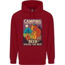 Camping Solves Most of My Problems Funny Mens 80% Cotton Hoodie Red