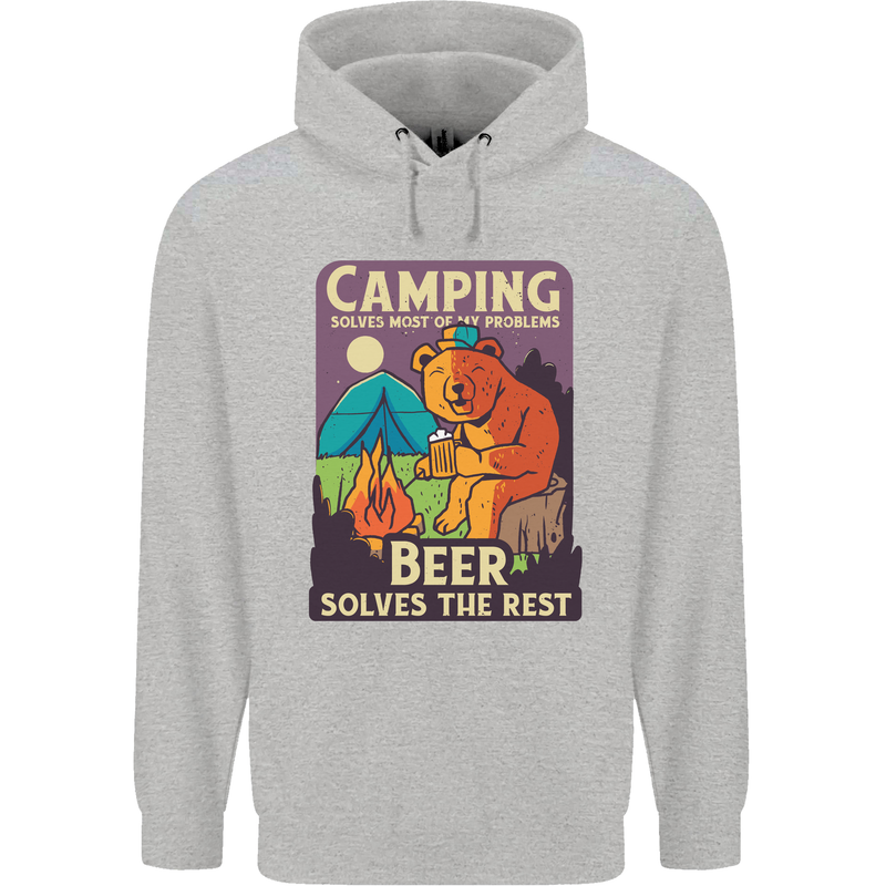 Camping Solves Most of My Problems Funny Mens 80% Cotton Hoodie Sports Grey