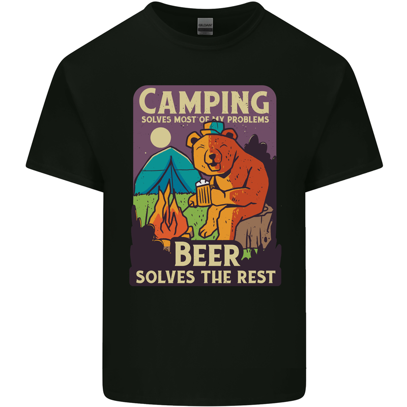 Camping Solves Most of My Problems Funny Mens Cotton T-Shirt Tee Top Black