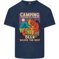 Camping Solves Most of My Problems Funny Mens Cotton T-Shirt Tee Top Navy Blue