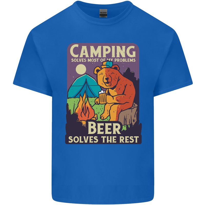 Camping Solves Most of My Problems Funny Mens Cotton T-Shirt Tee Top Royal Blue