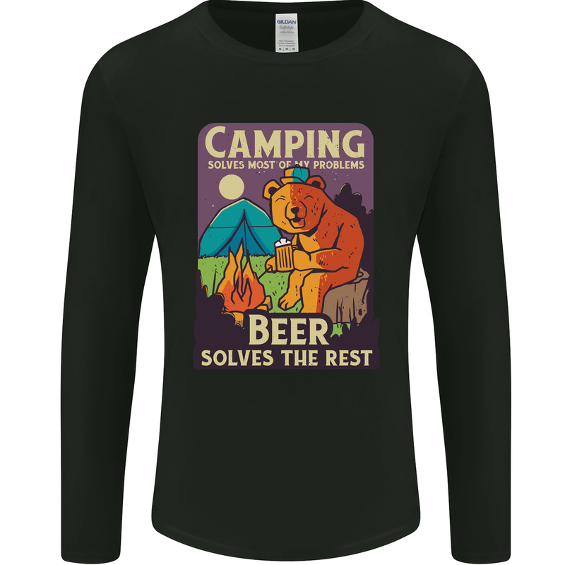 Camping Solves Most of My Problems Funny Mens Long Sleeve T-Shirt Black