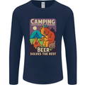 Camping Solves Most of My Problems Funny Mens Long Sleeve T-Shirt Navy Blue