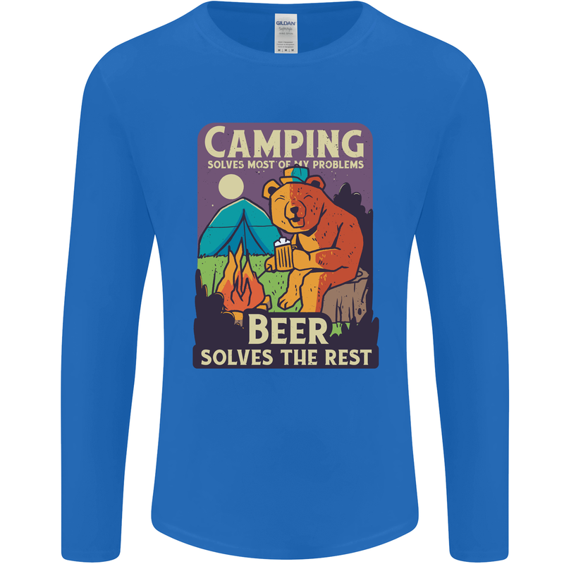 Camping Solves Most of My Problems Funny Mens Long Sleeve T-Shirt Royal Blue