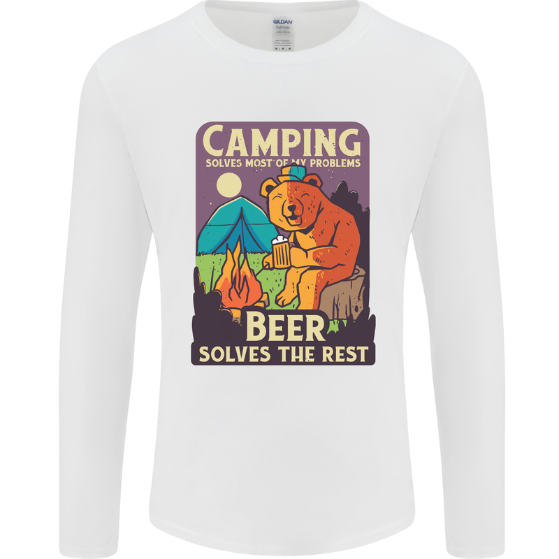 Camping Solves Most of My Problems Funny Mens Long Sleeve T-Shirt White