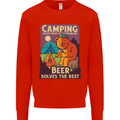 Camping Solves Most of My Problems Funny Mens Sweatshirt Jumper Bright Red