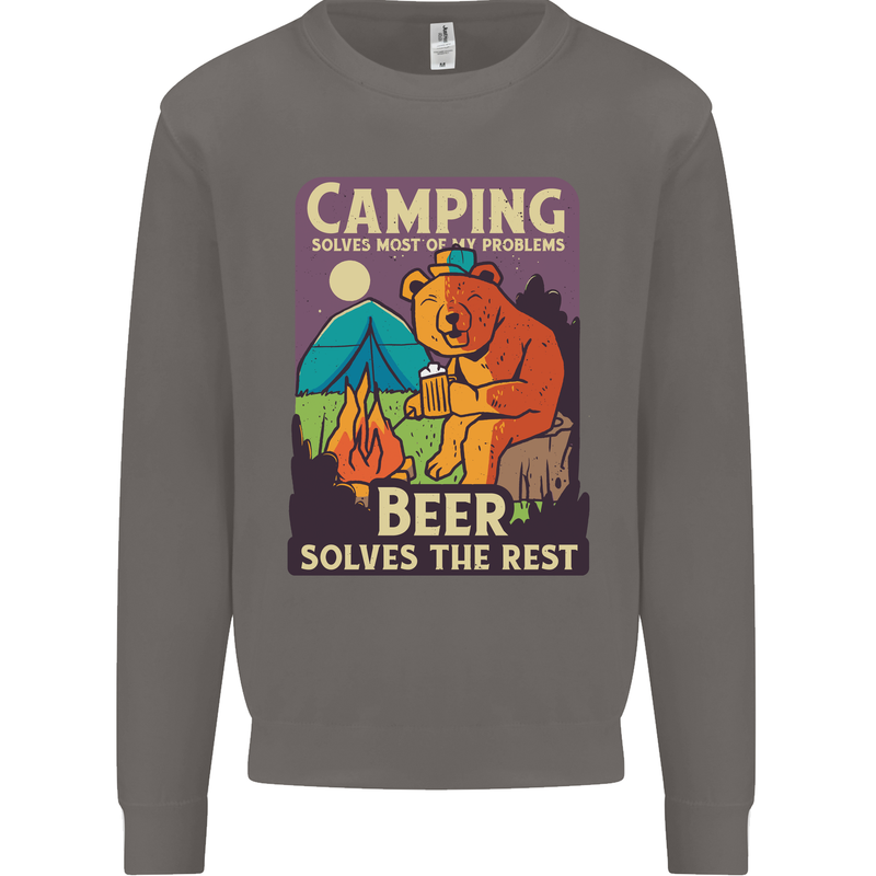 Camping Solves Most of My Problems Funny Mens Sweatshirt Jumper Charcoal