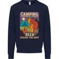 Camping Solves Most of My Problems Funny Mens Sweatshirt Jumper Navy Blue