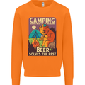 Camping Solves Most of My Problems Funny Mens Sweatshirt Jumper Orange