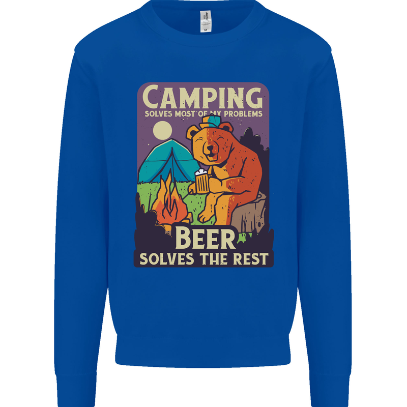 Camping Solves Most of My Problems Funny Mens Sweatshirt Jumper Royal Blue