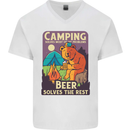 Camping Solves Most of My Problems Funny Mens V-Neck Cotton T-Shirt White