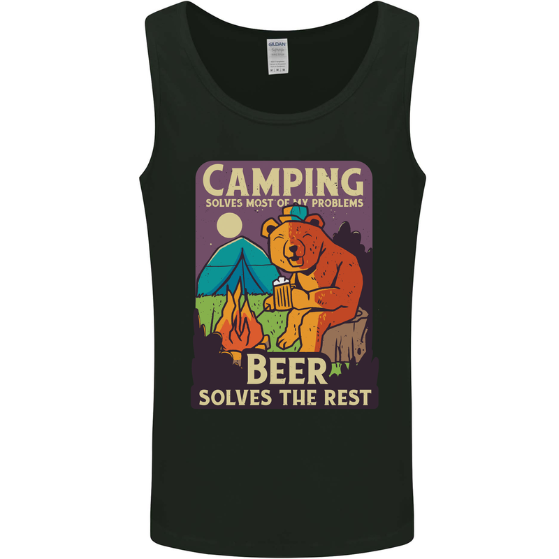 Camping Solves Most of My Problems Funny Mens Vest Tank Top Black