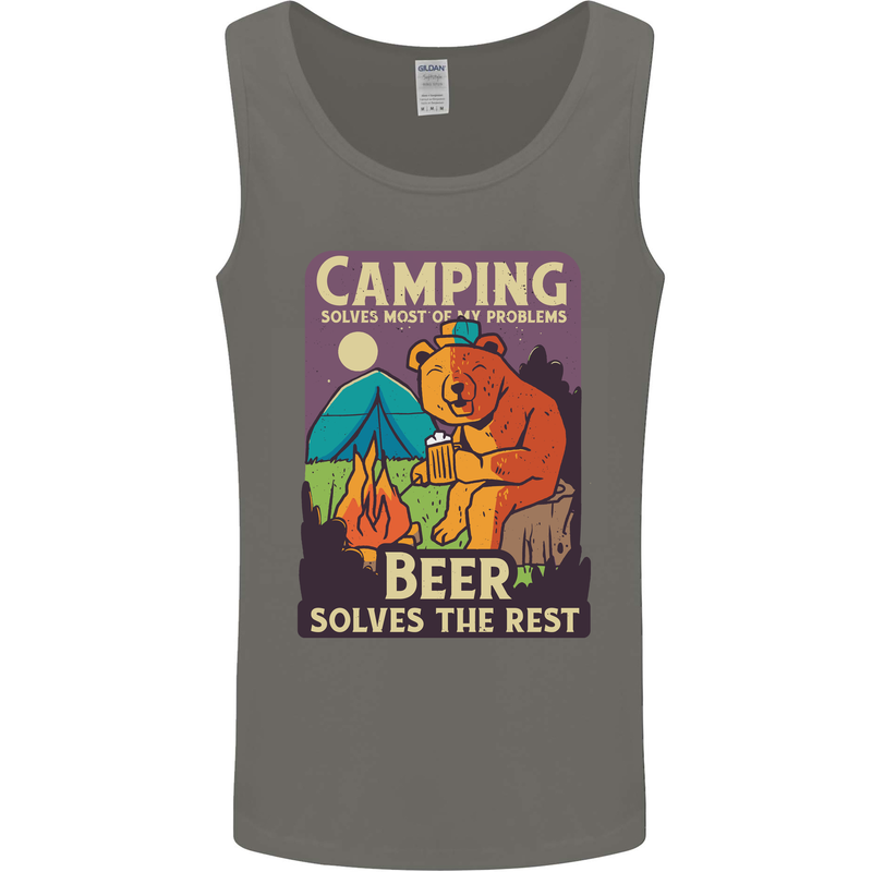 Camping Solves Most of My Problems Funny Mens Vest Tank Top Charcoal