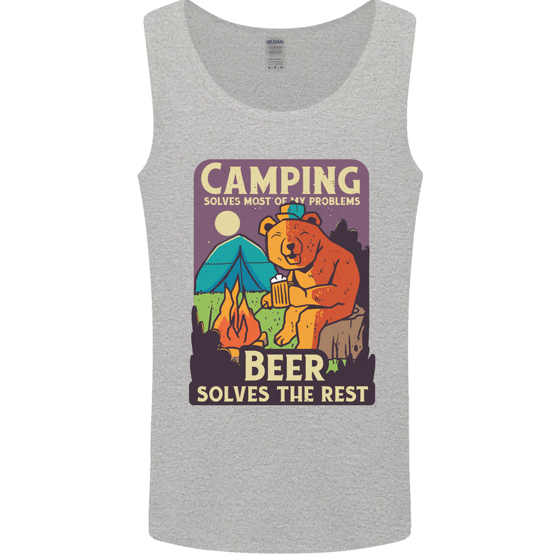 Camping Solves Most of My Problems Funny Mens Vest Tank Top Sports Grey