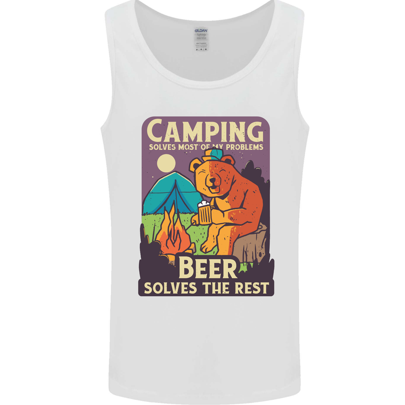 Camping Solves Most of My Problems Funny Mens Vest Tank Top White