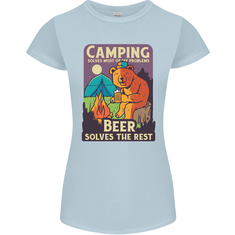 Camping Solves Most of My Problems Funny Womens Petite Cut T-Shirt Light Blue