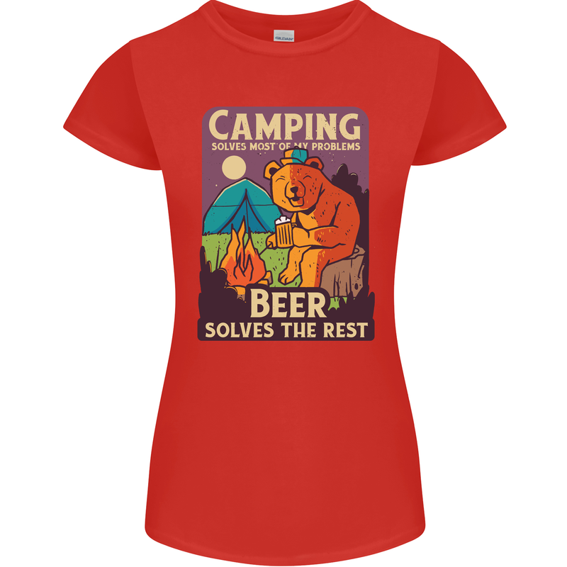 Camping Solves Most of My Problems Funny Womens Petite Cut T-Shirt Red