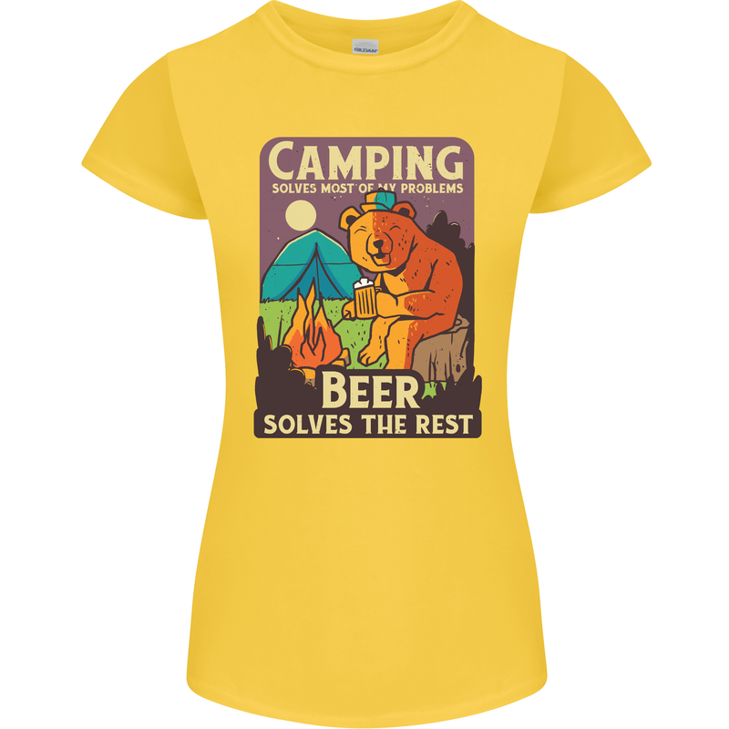 Camping Solves Most of My Problems Funny Womens Petite Cut T-Shirt Yellow