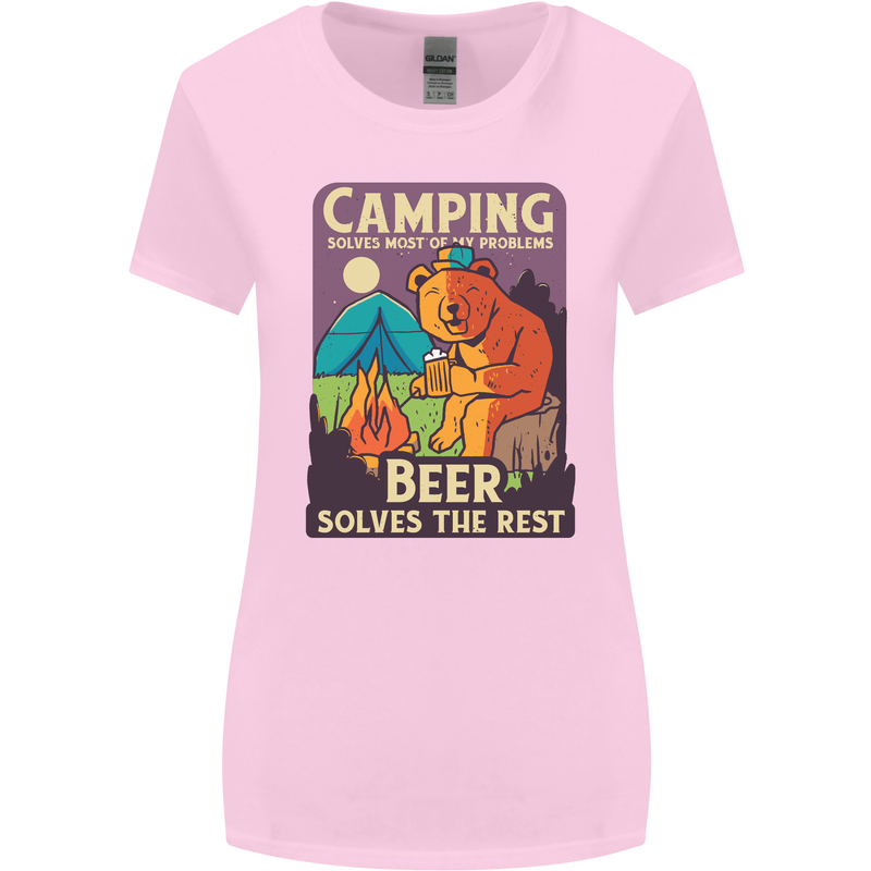 Camping Solves Most of My Problems Funny Womens Wider Cut T-Shirt Light Pink