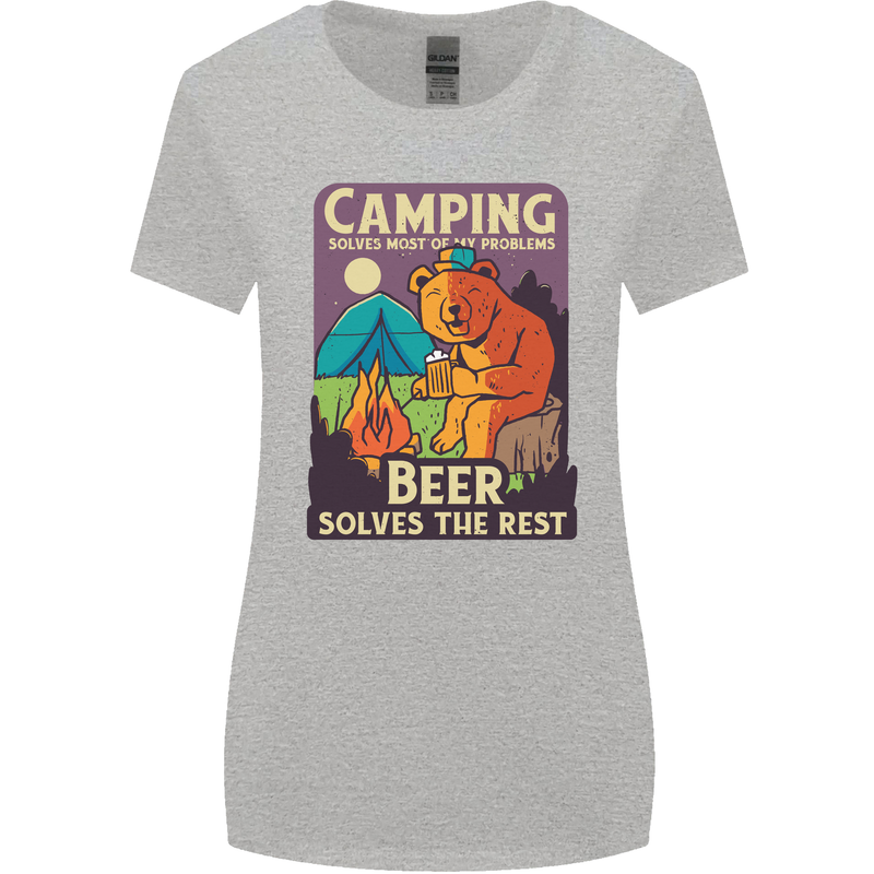 Camping Solves Most of My Problems Funny Womens Wider Cut T-Shirt Sports Grey