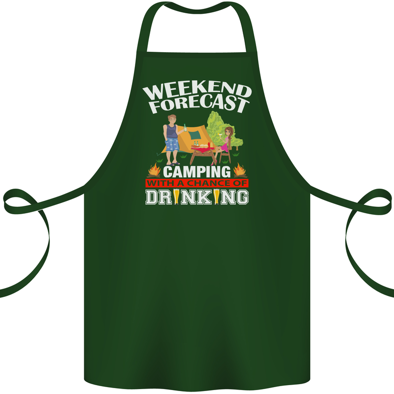 Camping Weekend Forecast Funny Alcohol Beer Cotton Apron 100% Organic Forest Green