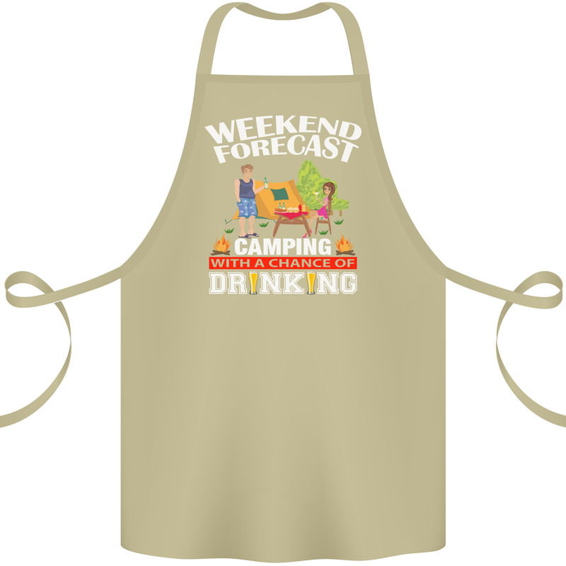 Camping Weekend Forecast Funny Alcohol Beer Cotton Apron 100% Organic Khaki