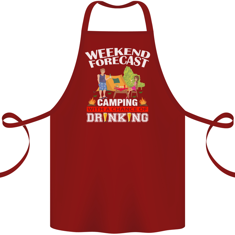 Camping Weekend Forecast Funny Alcohol Beer Cotton Apron 100% Organic Maroon
