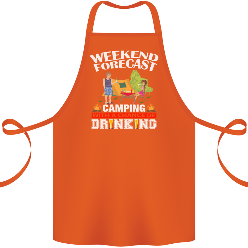 Camping Weekend Forecast Funny Alcohol Beer Cotton Apron 100% Organic Orange