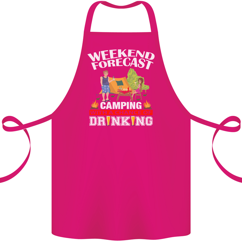 Camping Weekend Forecast Funny Alcohol Beer Cotton Apron 100% Organic Pink