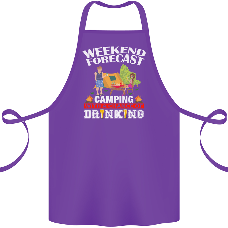 Camping Weekend Forecast Funny Alcohol Beer Cotton Apron 100% Organic Purple