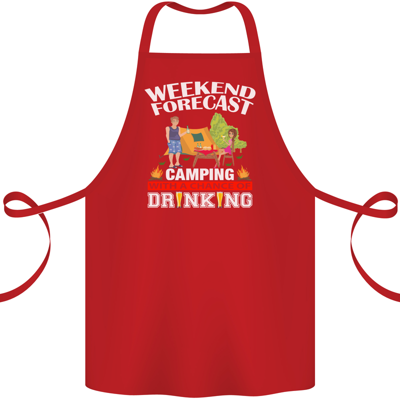 Camping Weekend Forecast Funny Alcohol Beer Cotton Apron 100% Organic Red