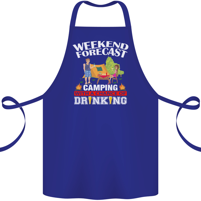 Camping Weekend Forecast Funny Alcohol Beer Cotton Apron 100% Organic Royal Blue