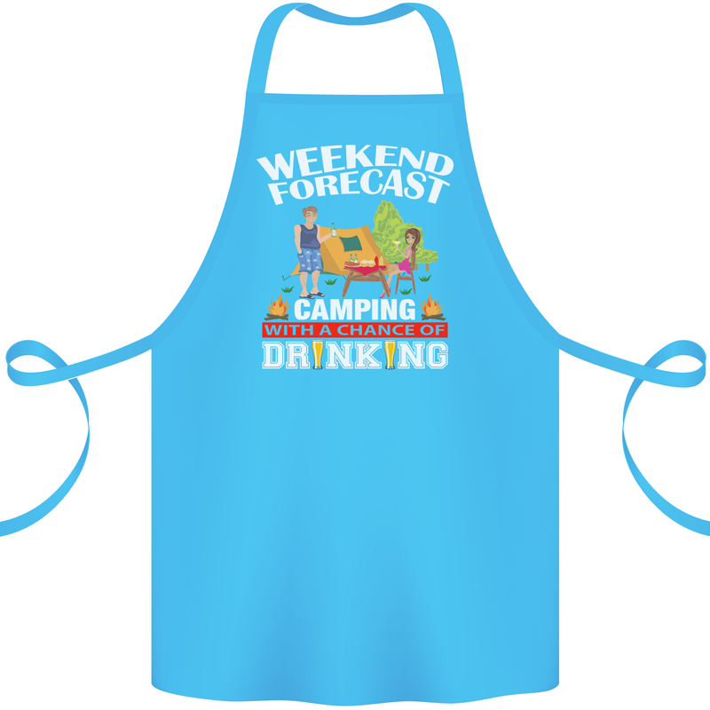 Camping Weekend Forecast Funny Alcohol Beer Cotton Apron 100% Organic Turquoise