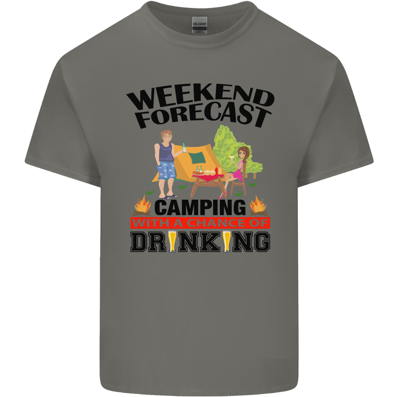 Camping Weekend Forecast Funny Alcohol Beer Mens Cotton T-Shirt Tee Top Charcoal