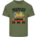 Camping Weekend Forecast Funny Alcohol Beer Mens Cotton T-Shirt Tee Top Military Green