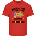 Camping Weekend Forecast Funny Alcohol Beer Mens Cotton T-Shirt Tee Top Red