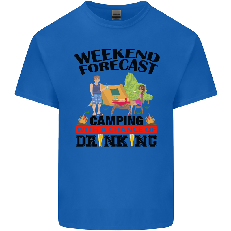 Camping Weekend Forecast Funny Alcohol Beer Mens Cotton T-Shirt Tee Top Royal Blue