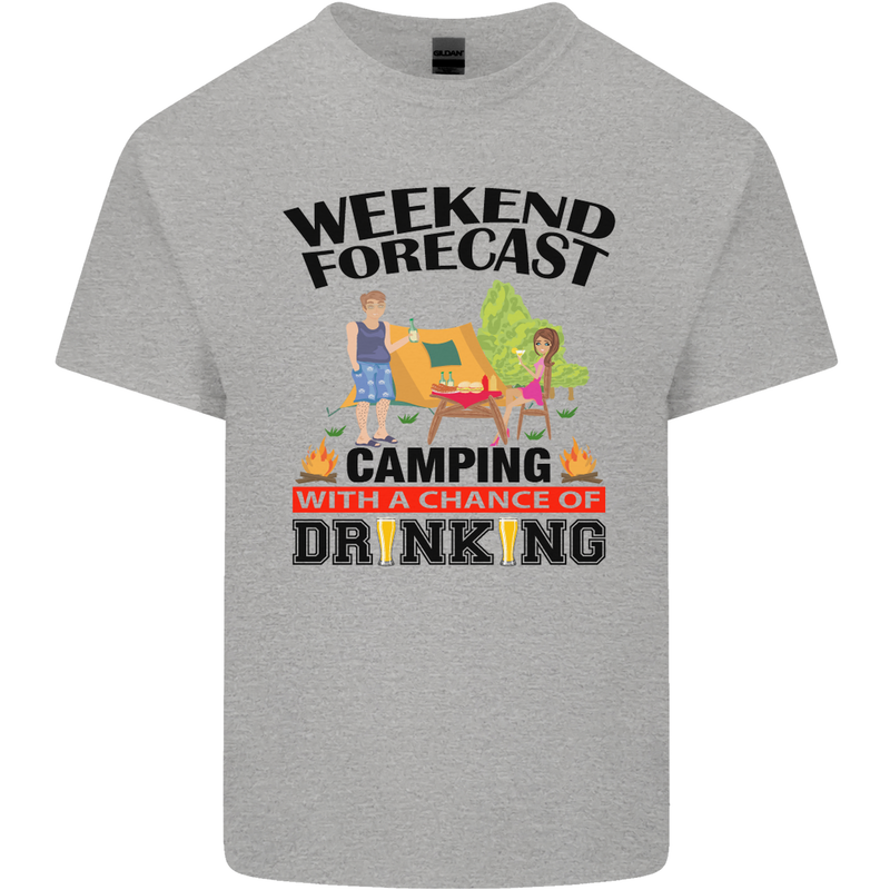 Camping Weekend Forecast Funny Alcohol Beer Mens Cotton T-Shirt Tee Top Sports Grey