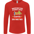 Camping Weekend Forecast Funny Alcohol Beer Mens Long Sleeve T-Shirt Red
