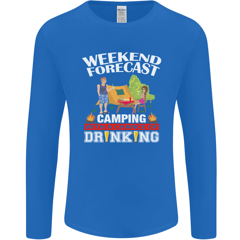 Camping Weekend Forecast Funny Alcohol Beer Mens Long Sleeve T-Shirt Royal Blue