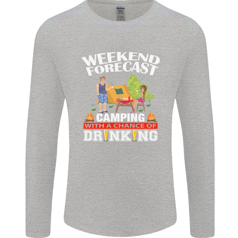 Camping Weekend Forecast Funny Alcohol Beer Mens Long Sleeve T-Shirt Sports Grey