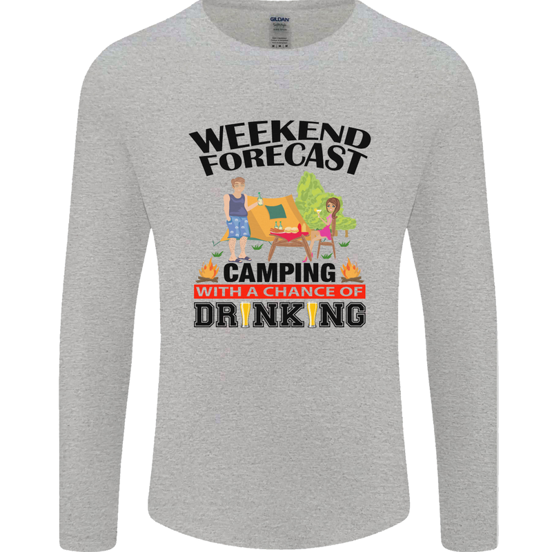Camping Weekend Forecast Funny Alcohol Beer Mens Long Sleeve T-Shirt Sports Grey