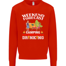 Camping Weekend Forecast Funny Alcohol Beer Mens Sweatshirt Jumper Bright Red