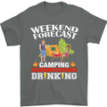 Camping Weekend Forecast Funny Alcohol Beer Mens T-Shirt Cotton Gildan Charcoal