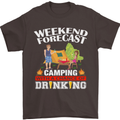 Camping Weekend Forecast Funny Alcohol Beer Mens T-Shirt Cotton Gildan Dark Chocolate
