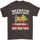 Camping Weekend Forecast Funny Alcohol Beer Mens T-Shirt Cotton Gildan Dark Chocolate